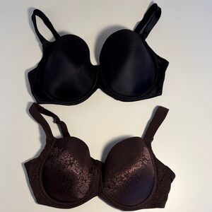 Soma Lot of 2 36DD Black & Brown Stunning Support Full Coverage Underwire Bras